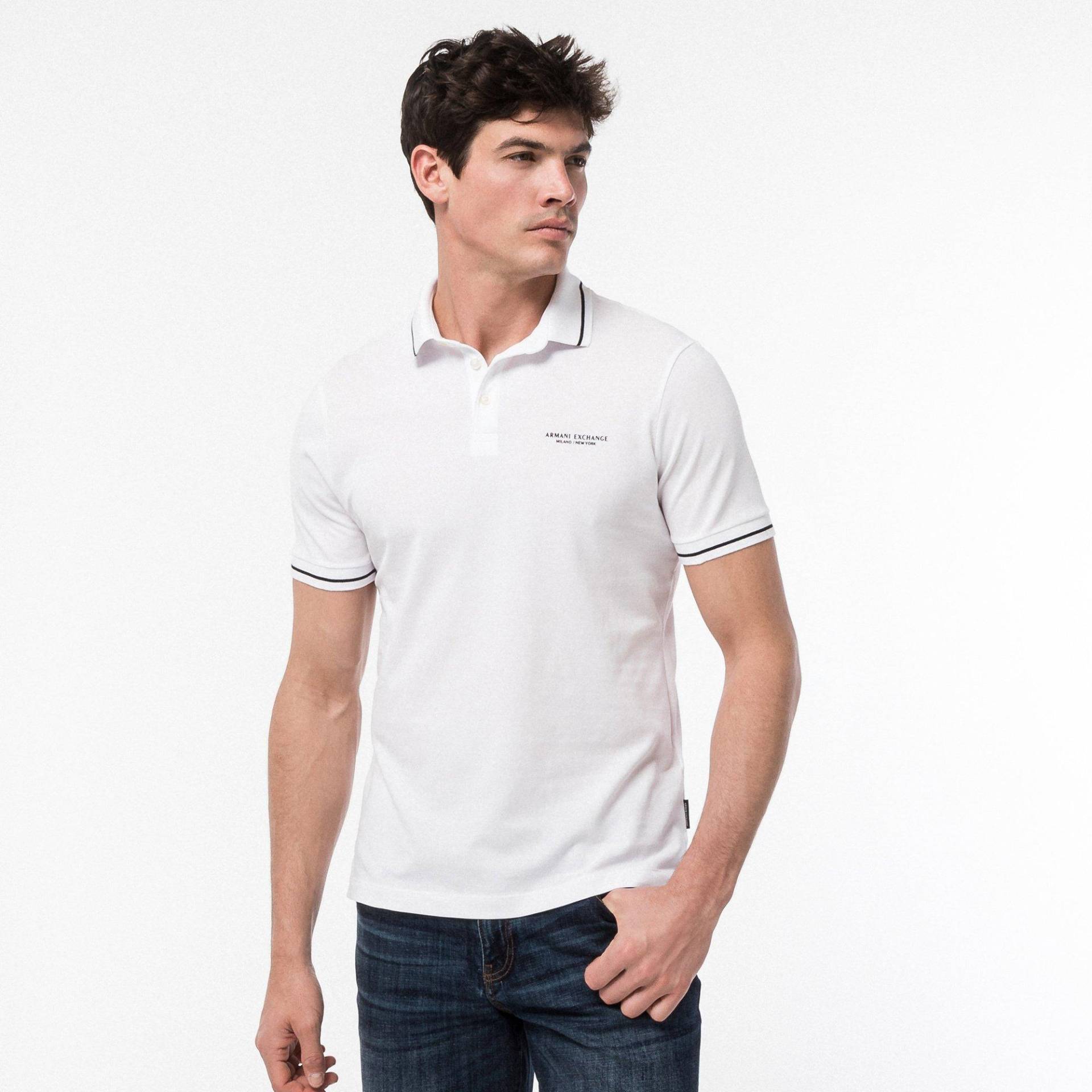 Armani Exchange - Poloshirt, kurzarm, für Herren, Weiss, Größe L von Armani Exchange