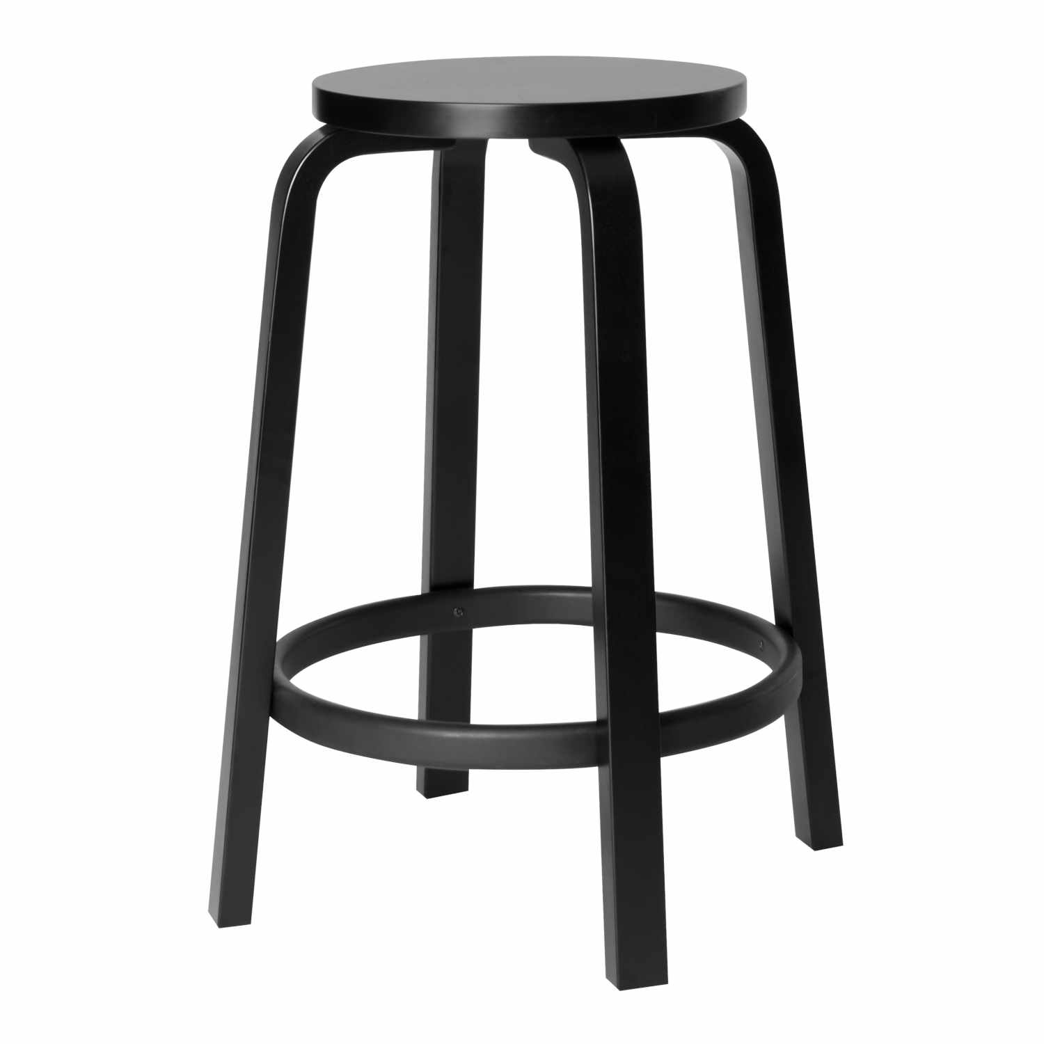 Bar Stool 64 Barhocker, Höhe 65 cm, Farbe schwarz lackiert von Artek