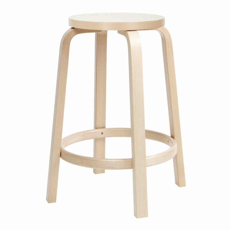 Bar Stool 64 Barhocker, Höhe 65 cm, Farbe weiss-natural von Artek