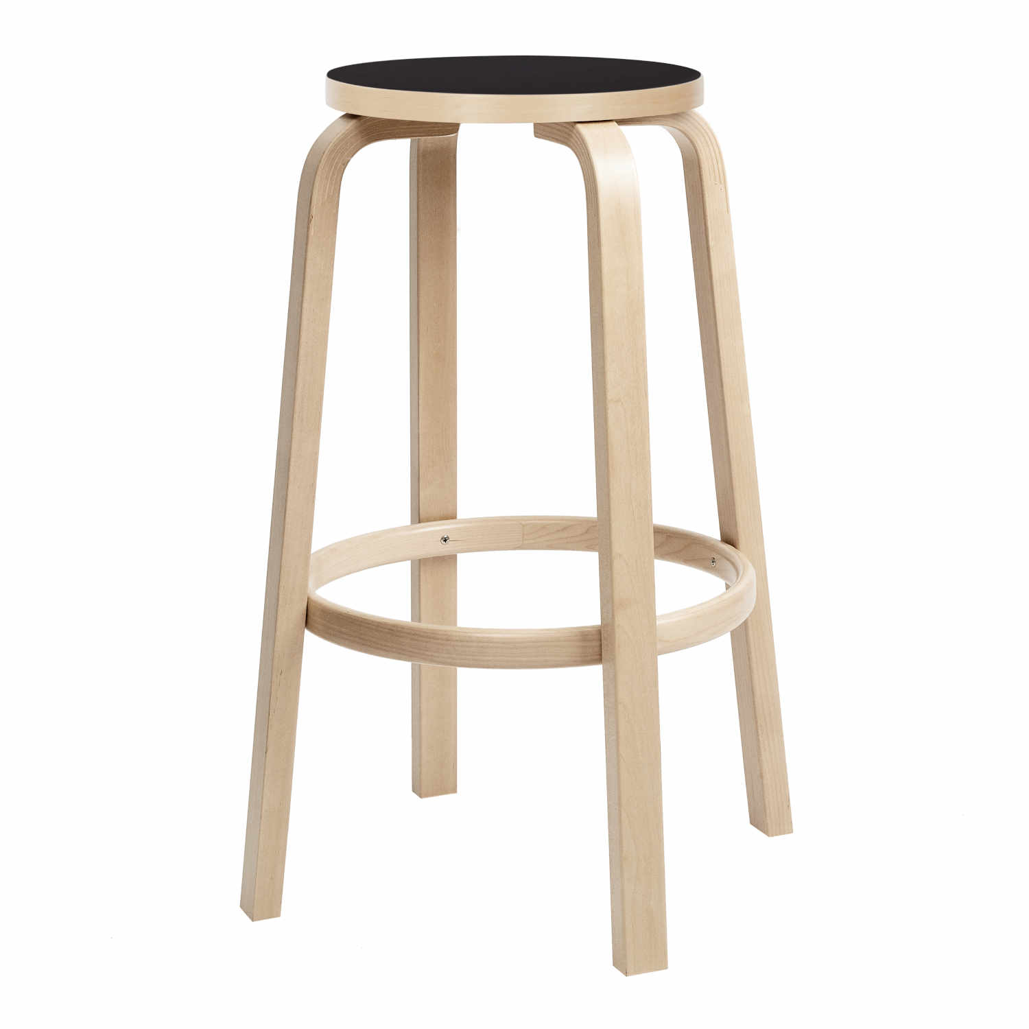 Bar Stool 64 Barhocker, Höhe 75 cm, Farbe schwarz-natural von Artek