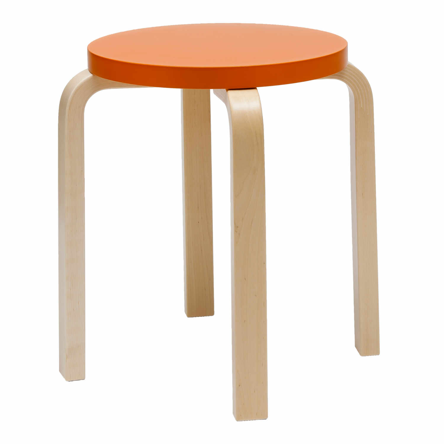 E60 Hocker, Ausführung sitz orange lackiert, beine klar lackiert von Artek