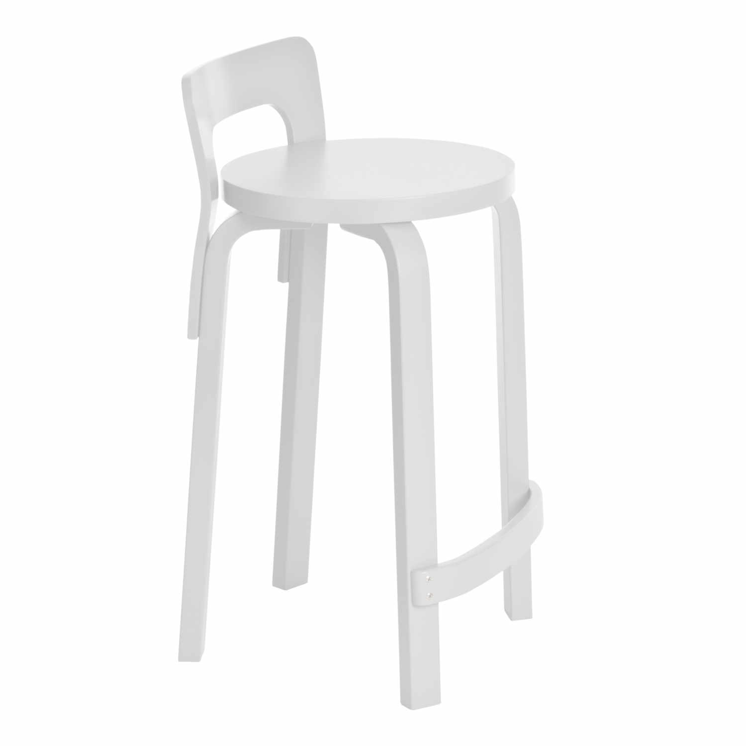 K65 Küchenstuhl/Barhocker, Ausführung beine + rückenlehne weiss lackiert - sitz weiss lackiert von Artek