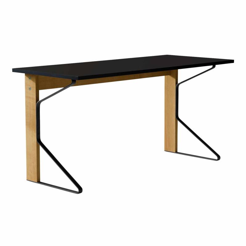 Kaari Desk Schreibtisch, Tischplatte hpl schwarz, Untergestell eiche, natural von Artek