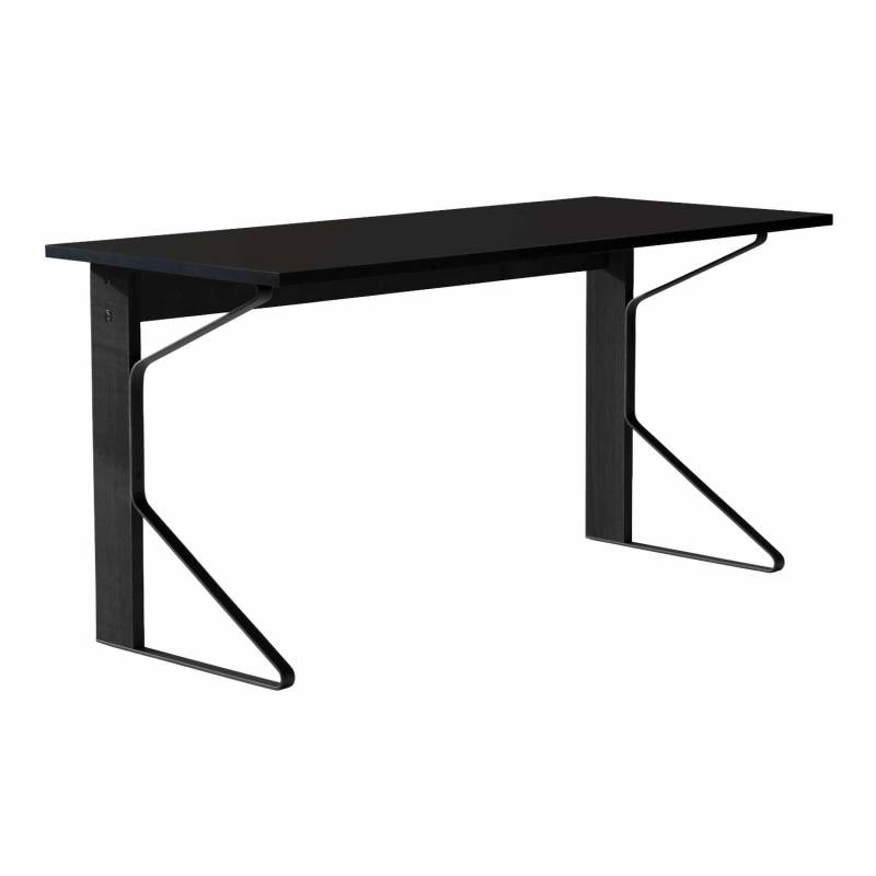 Kaari Desk Schreibtisch, Tischplatte hpl schwarz, Untergestell eiche, schwarz lackiert von Artek