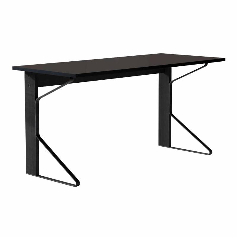 Kaari Desk Schreibtisch, Tischplatte linoleum schwarz, Untergestell eiche, schwarz lackiert von Artek