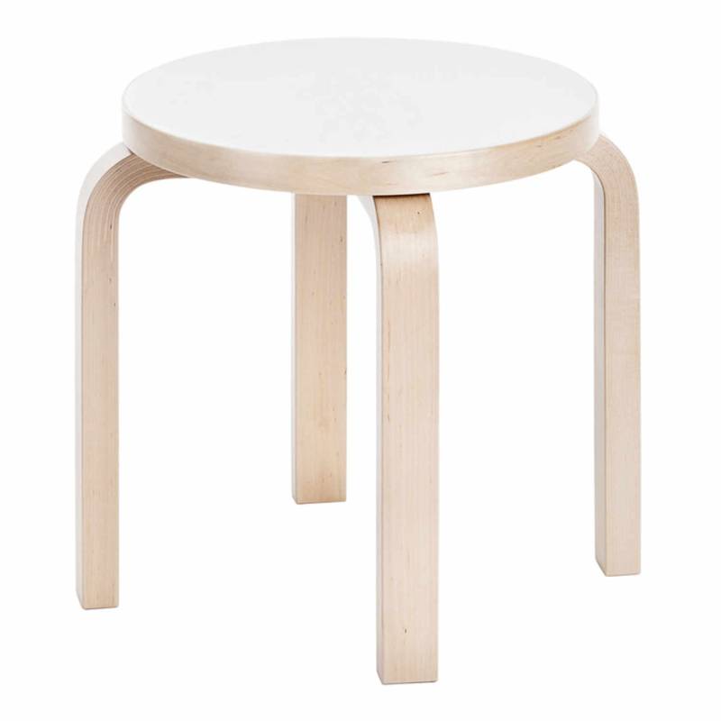 NE60 Kinderhocker, Ausführung sitz laminat iki weiss, beine klar lackiert von Artek