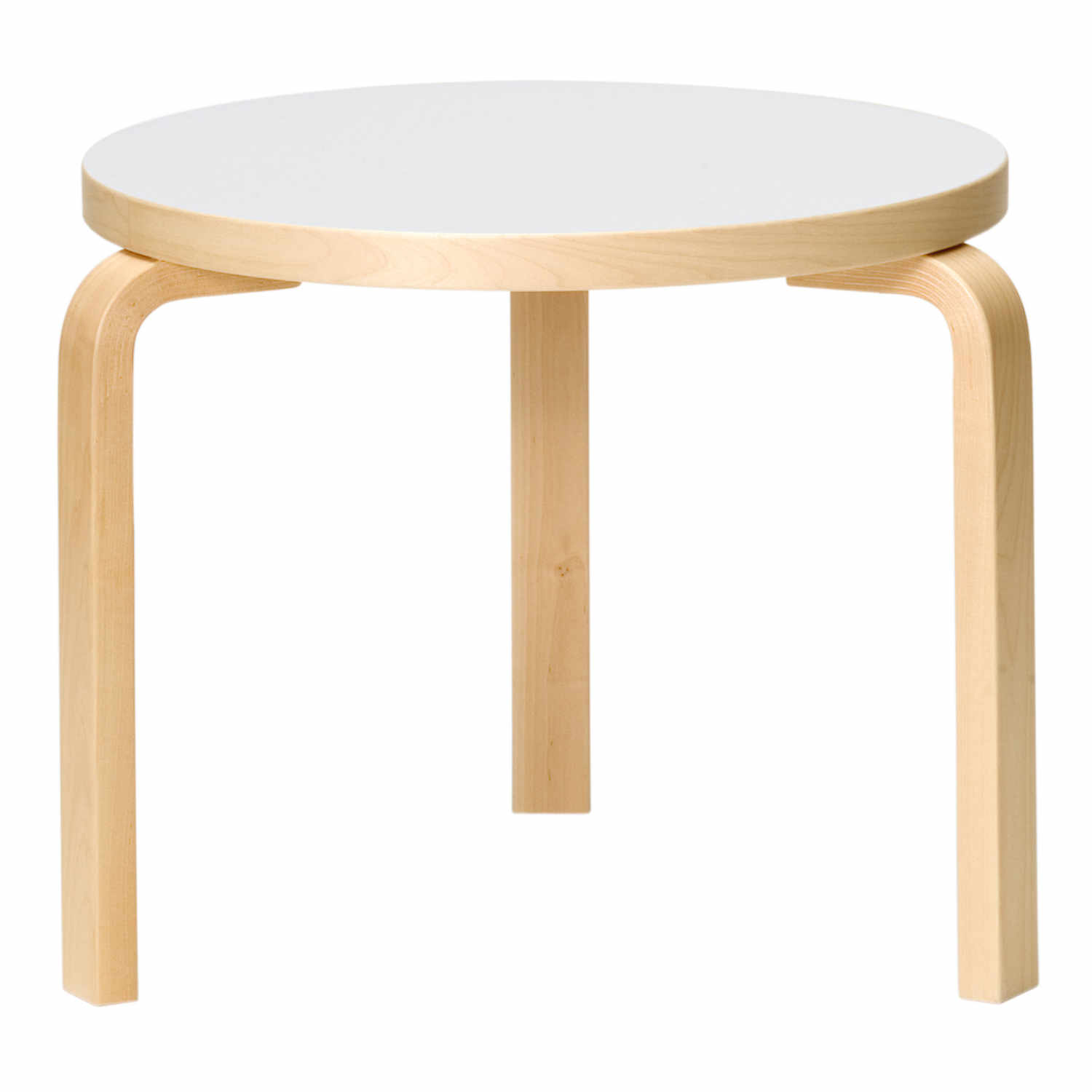 Table 90D Beistelltisch, Ausführung struktur birke klar lackiert, sitz laminat iki weiß von Artek