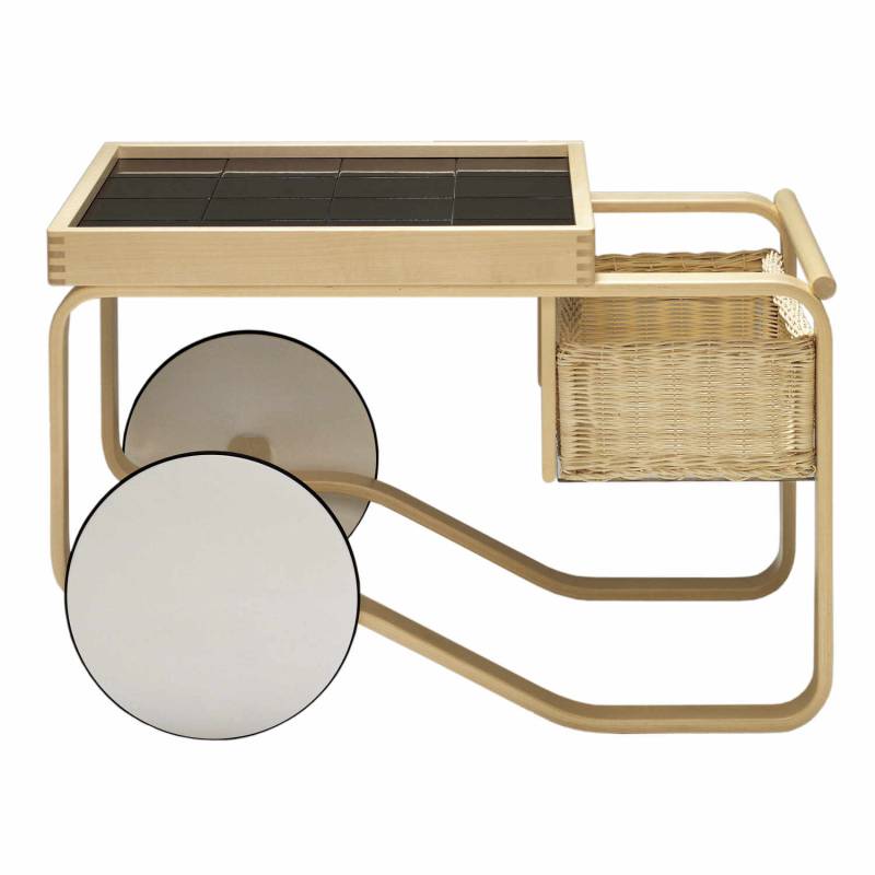 Tea Trolley 900 Servierwagen, Tischplatte keramik schwarz von Artek