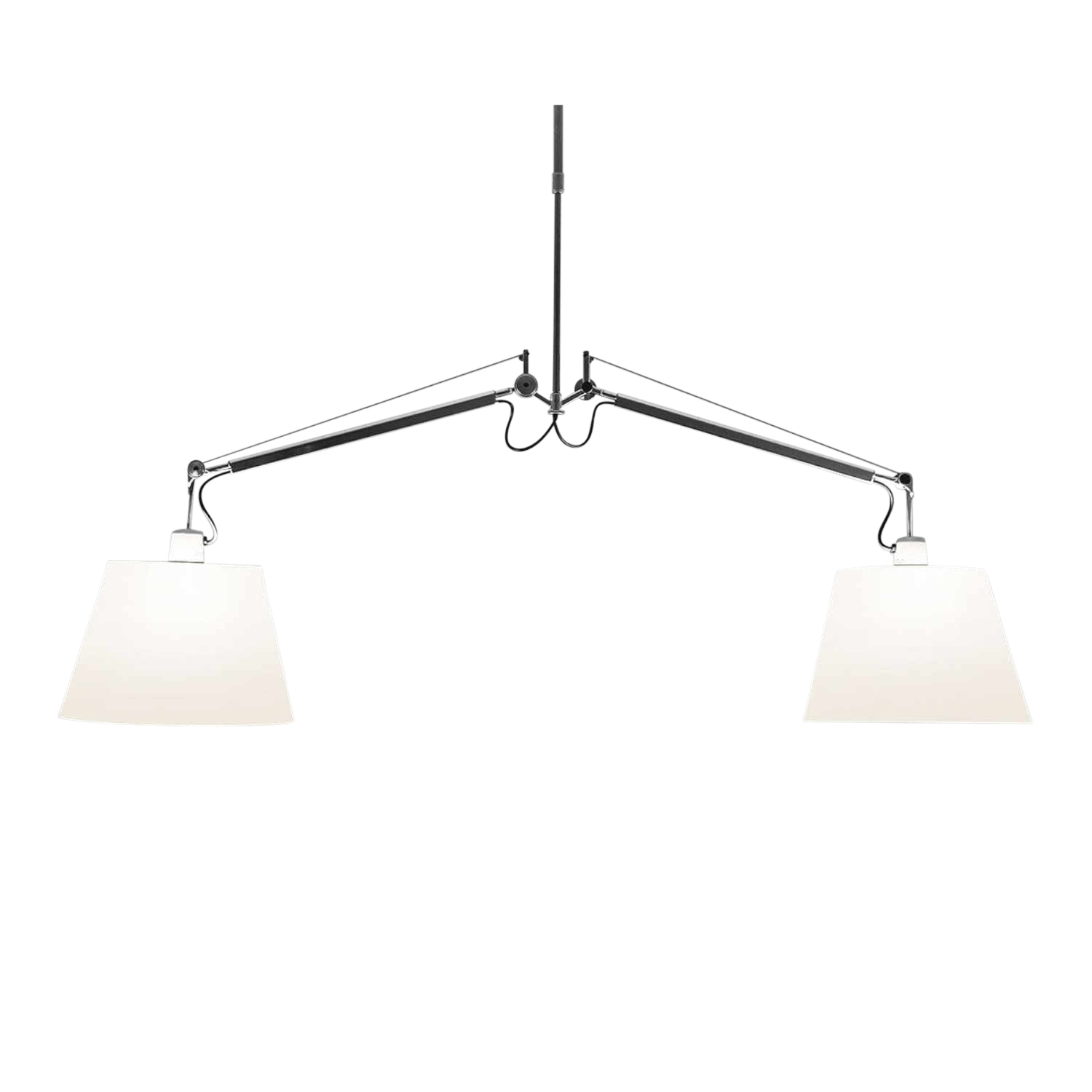 Tolomeo Basculante Suspension 2 Bracci Pendelleuchte, Schirm pergamentpapier, Grösse Lampenschirm d. 36 cm von Artemide