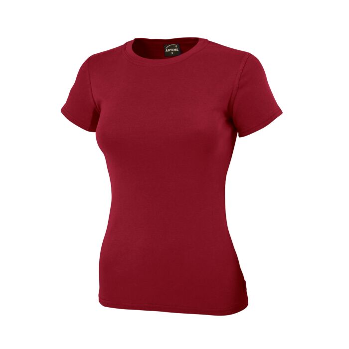 Angenehmes Rundhals Damen T-Shirt, weinrot, XL von Artime