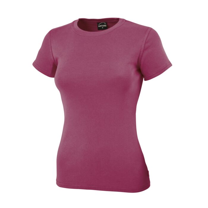 Angenehmes Rundhals Damen T-Shirt, himbeer von Artime