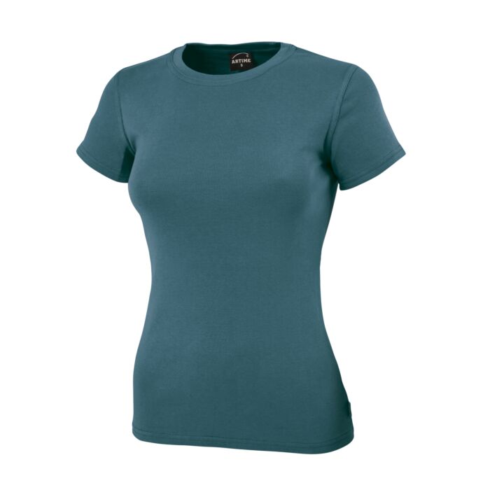 Angenehmes Rundhals Damen T-Shirt, petrol von Artime