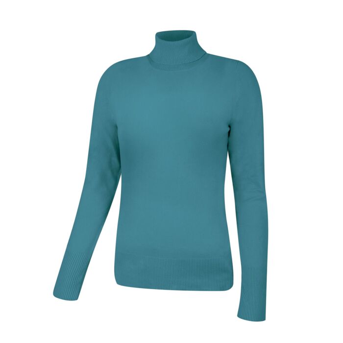 Basic Rollkragenpullover Damen uni, petrol, XXL von Artime