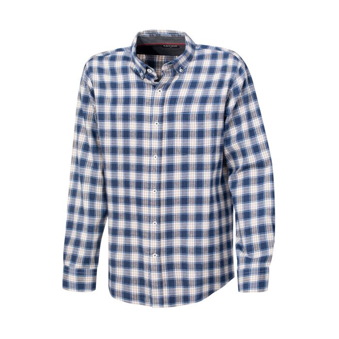 Casual Herren-Karo-Flanellhemd blau-weiss von Artime