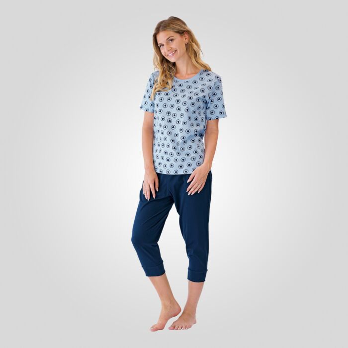 Artime Damen Pyjama kurzarm, marine, S von Artime