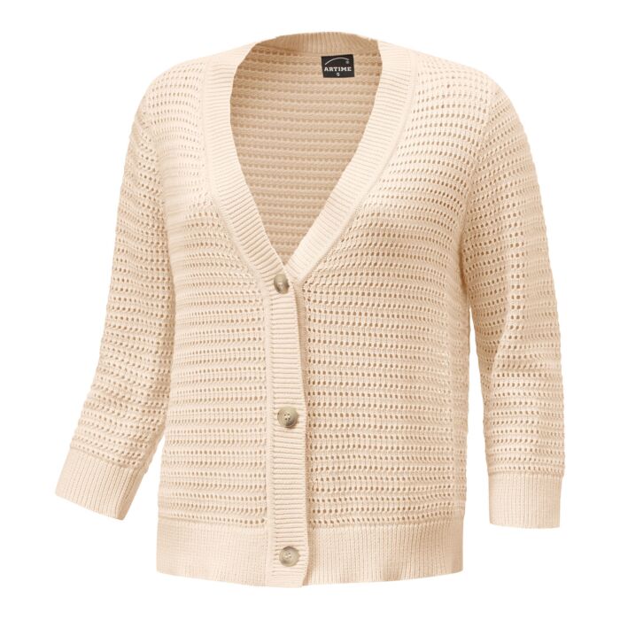 Geknöpfte Strickjacke mit Struktur, beige, XL von Artime