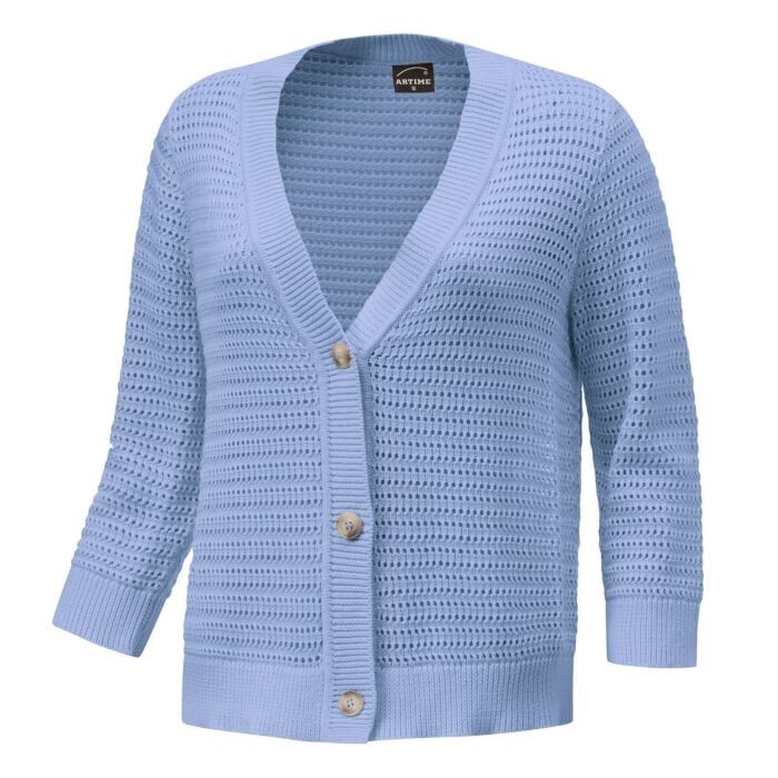 Geknöpfte Strickjacke mit Struktur, blau von Artime