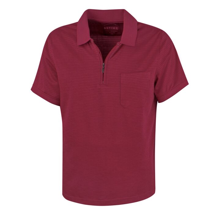 Poloshirt Herren mit Reissverschluss, dunkelrot, XL von Artime