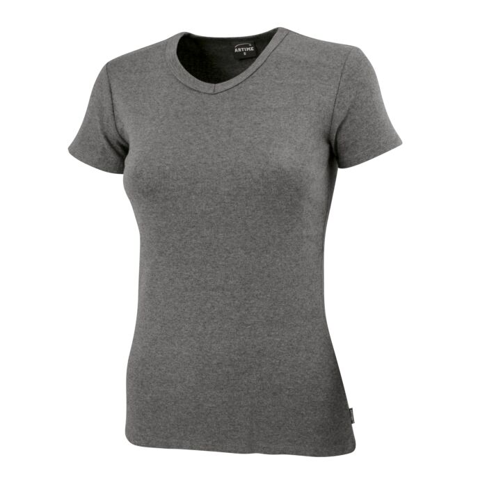 Schlichtes V-Neck Damen T-Shirt, grau meliert, XXL von Artime