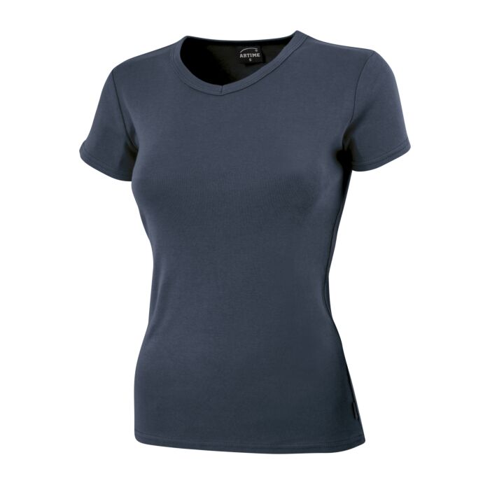 Schlichtes V-Neck Damen T-Shirt, marine von Artime