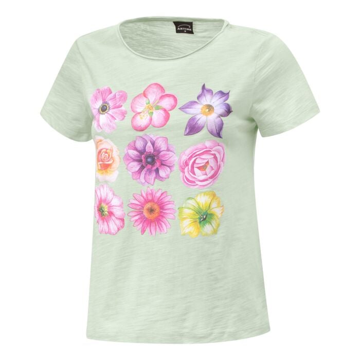 T-Shirt mit floralem Print, mint, XS von Artime