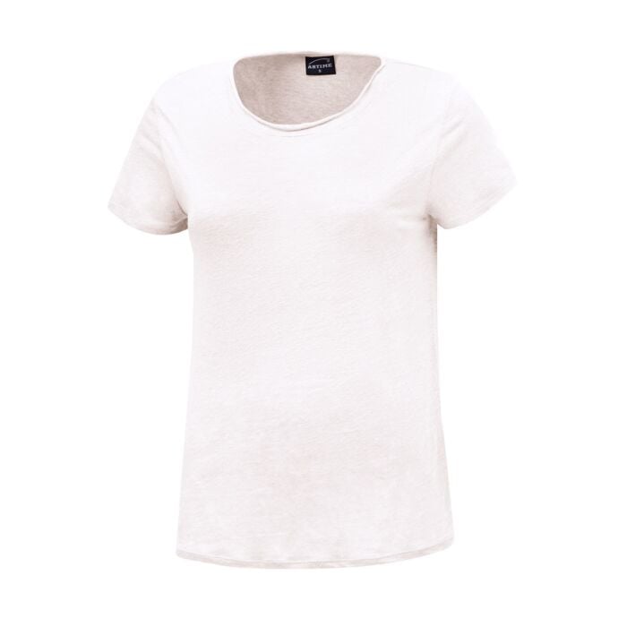 Unifarbenes Leinen T-Shirt, offwhite von Artime