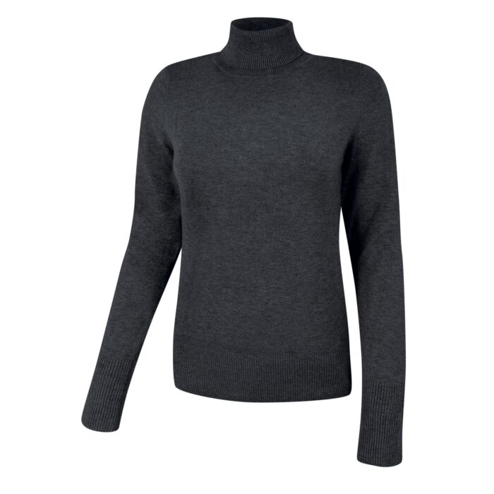 Basic Rollkragenpullover Damen uni, anthrazit von Artime