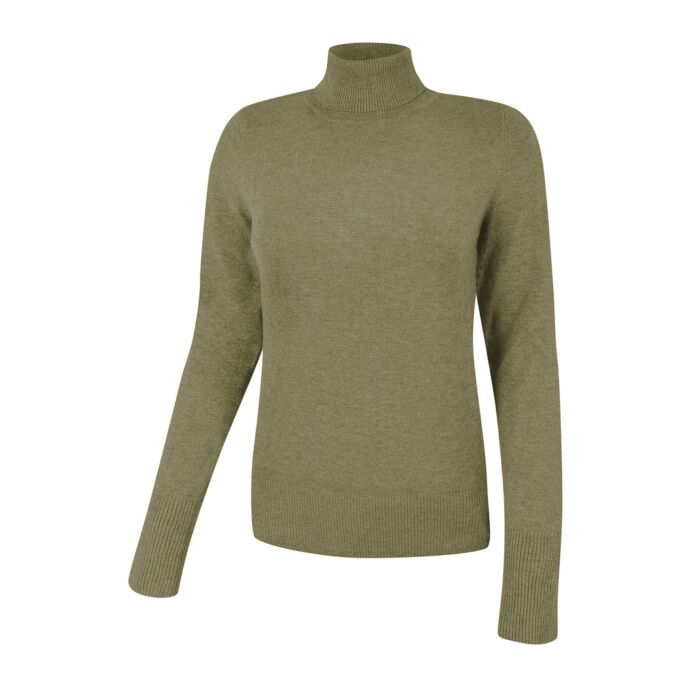 Basic Rollkragenpullover Damen uni, olive von Artime