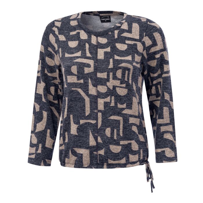 Bequemer Pullover mit Allover-Print, blau-beige von Artime