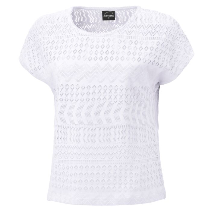 Damen Ajour T-Shirt mit Baumwollanteil von Artime