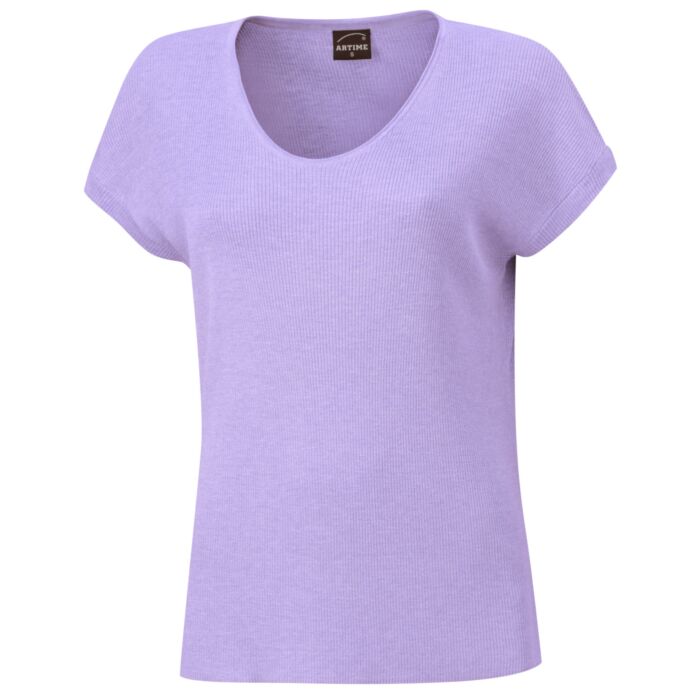 Damen Feinstrick T-Shirt mit Lurexgarn, lila von Artime