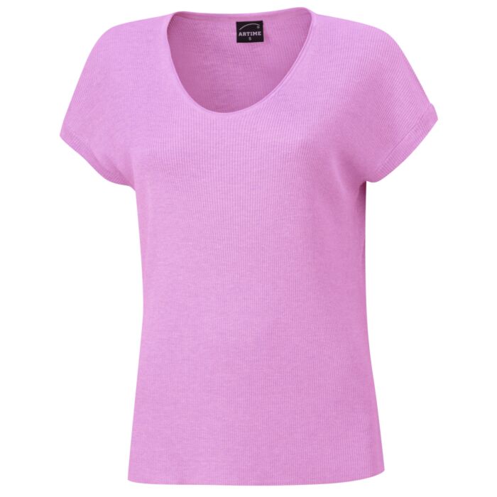 Damen Feinstrick T-Shirt mit Lurexgarn, rosa von Artime