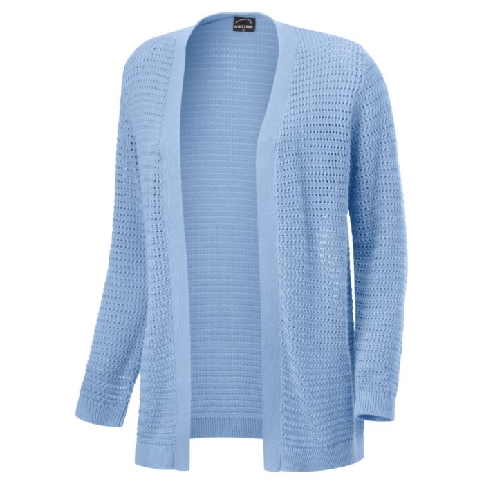 Damen-Strickjacke mit Ajourmuster von Artime, hellblau von Artime