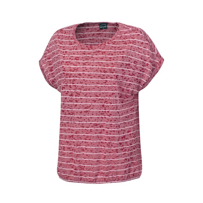 Damen-T-Shirt in Burnout-Optik und mit Streifen rot, L von Artime