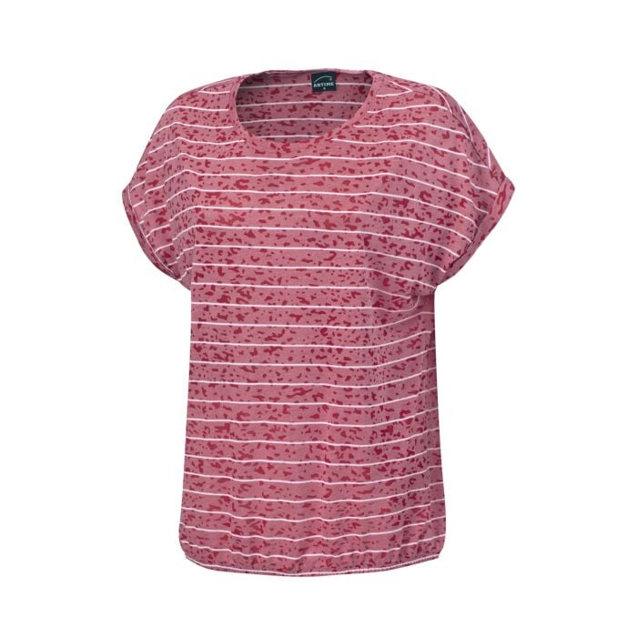 Damen-T-Shirt in Burnout-Optik und mit Streifen rot, XL von Artime