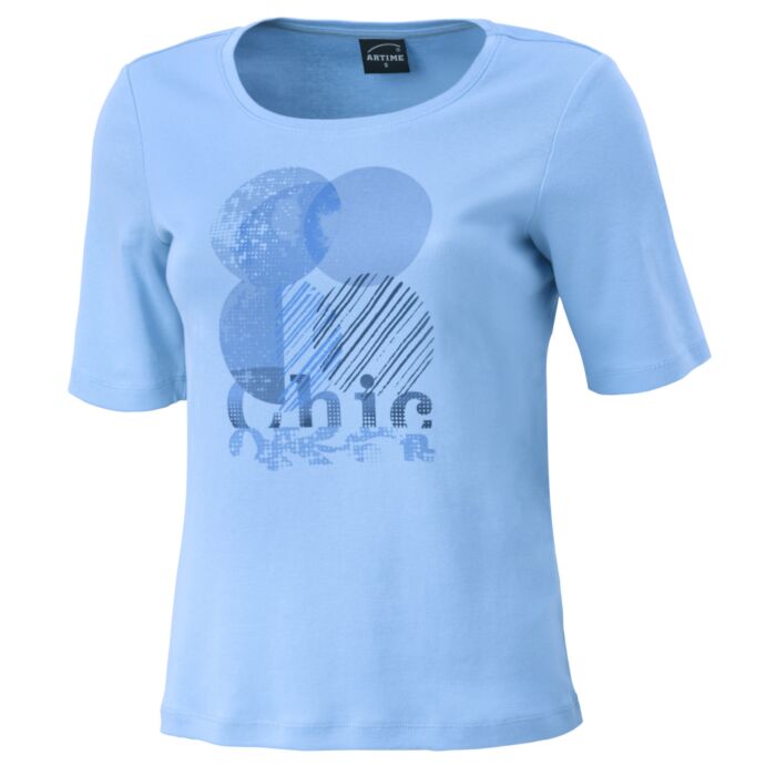 Damen T-Shirt mit Frontprint aus Baumwolle, hellblau von Artime