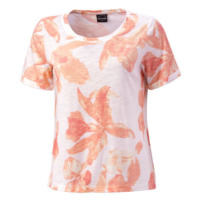 Damen T-Shirt mit floralem Print, melone von Artime