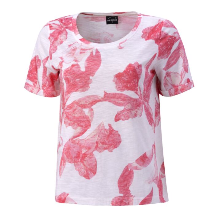 Damen T-Shirt mit floralem Print, pink von Artime