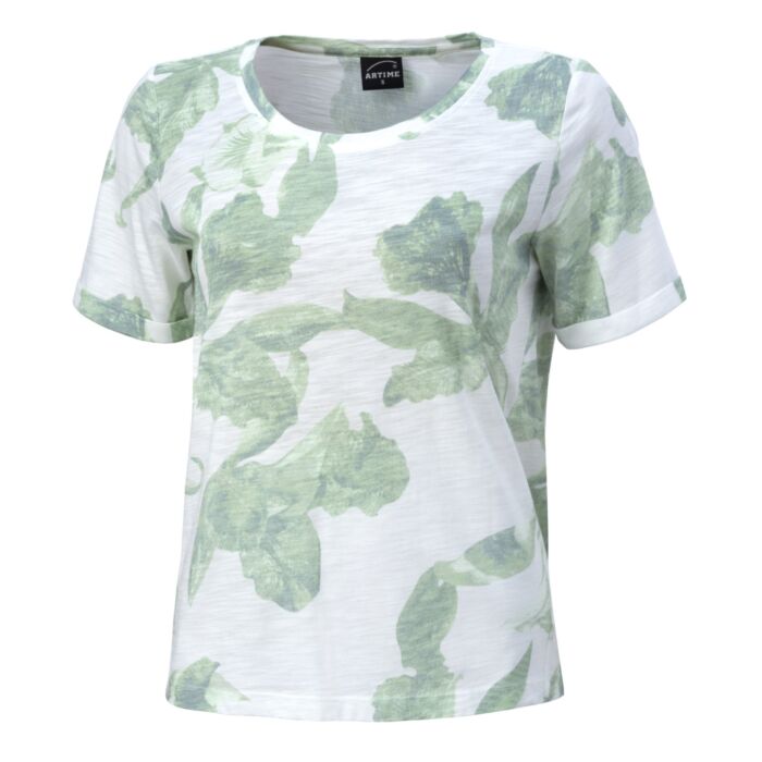 Damen T-Shirt mit floralem Print, smaragd von Artime