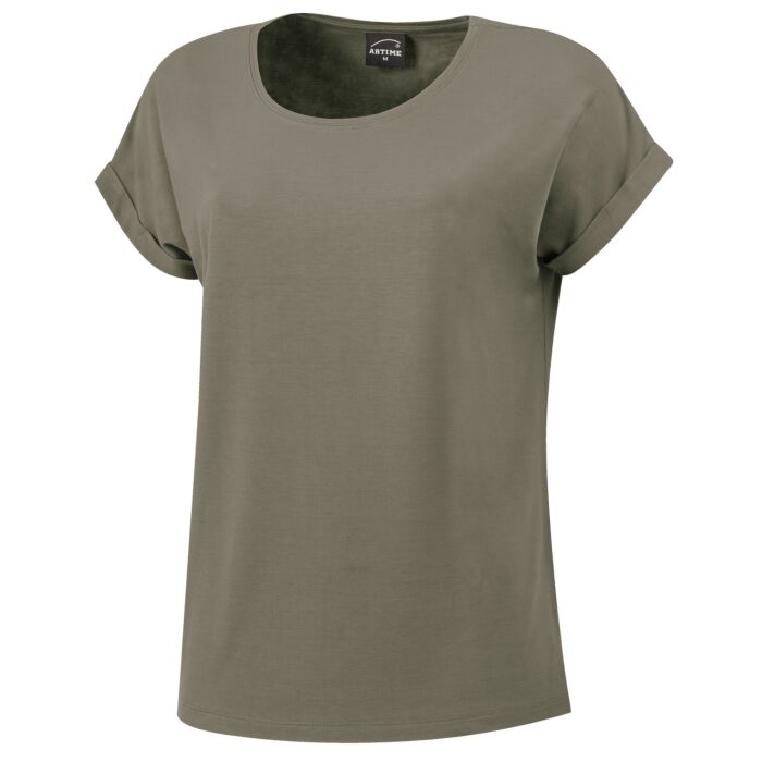 Damen T-Shirt uni, olive von Artime