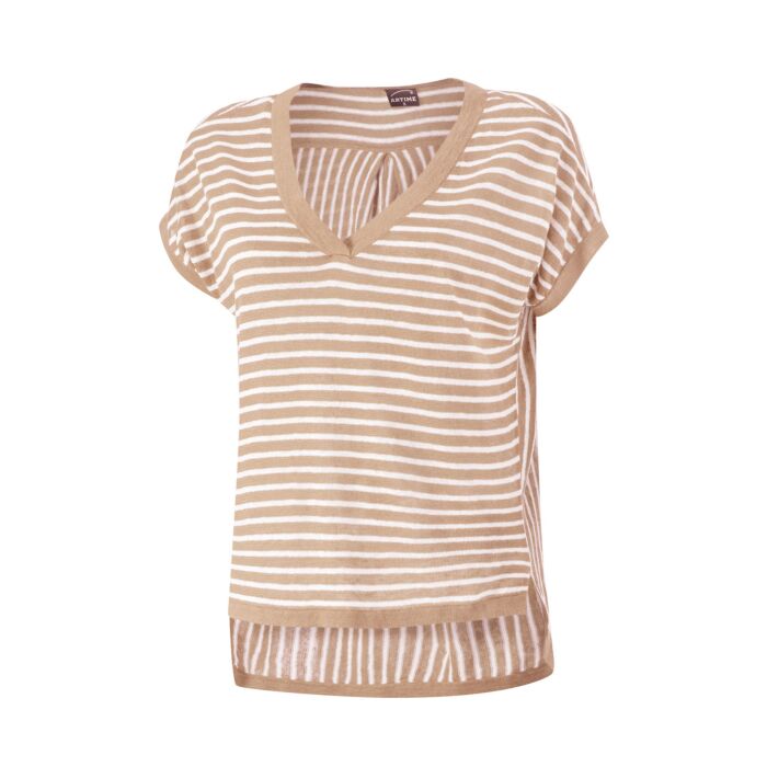 Gestreiftes Leinen T-Shirt, beige von Artime