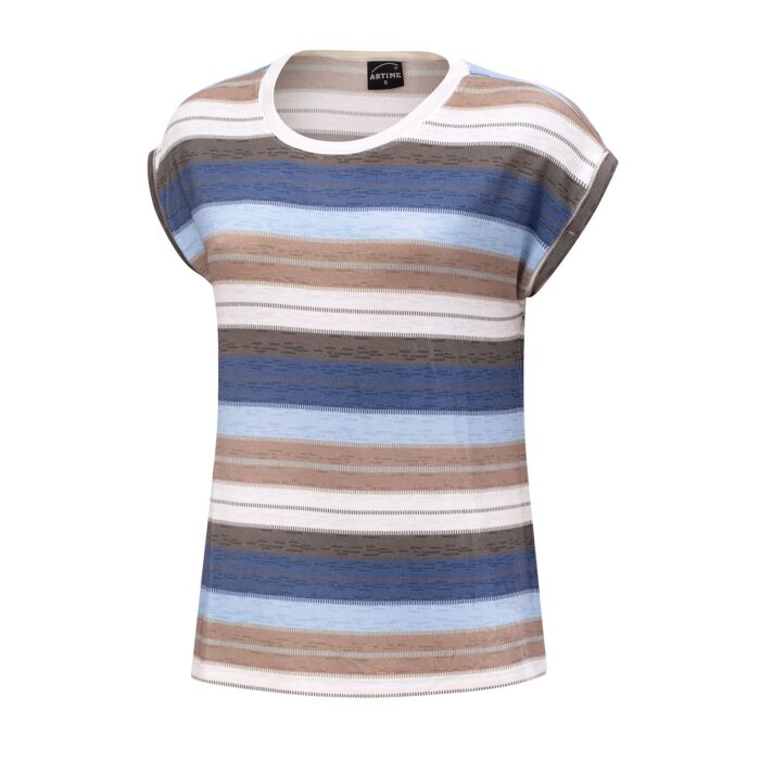 Gestreiftes T-Shirt mit Rundhalsausschnitt für Damen blau Gestreiftes T-Shirt mit Rundhalsausschnitt für Damen blau von Artime