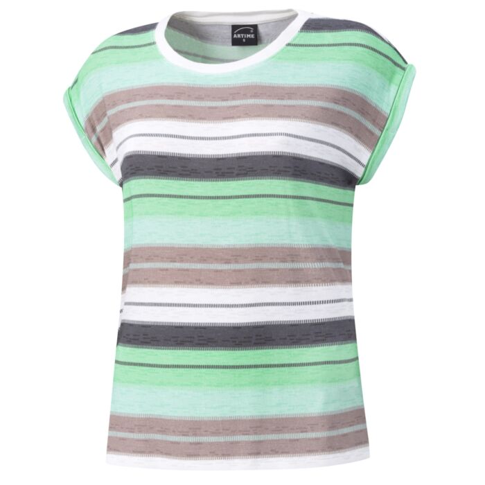 Gestreiftes T-Shirt mit Rundhalsausschnitt für Damen smaragd Gestreiftes T-Shirt mit Rundhalsausschnitt für Damen smaragd von Artime