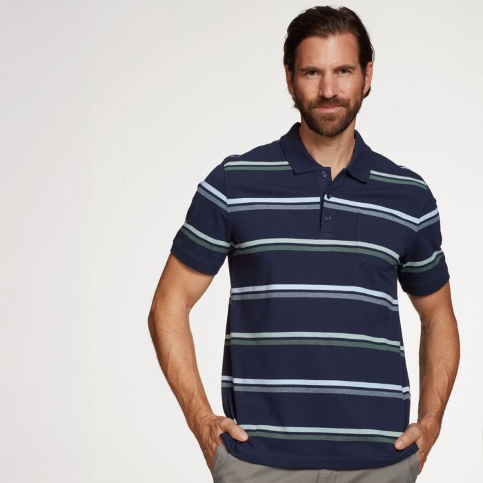 Herren Polo Piqué Shirt gestreift, grün von Artime