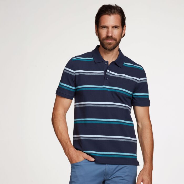 Herren Polo Piqué Shirt gestreift, türkis von Artime