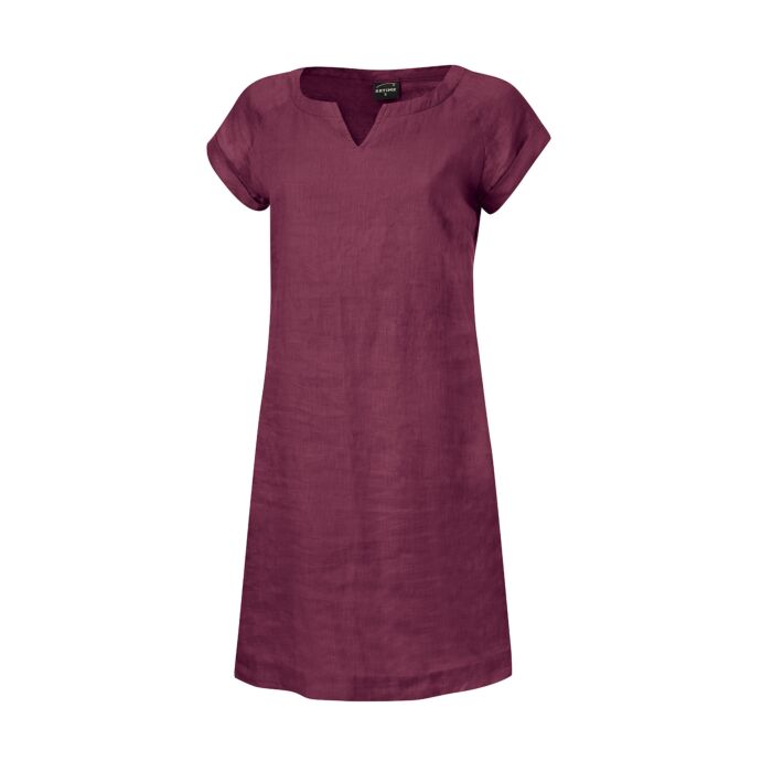 Kurzärmeliges Kleid aus Leinen bordeaux von Artime