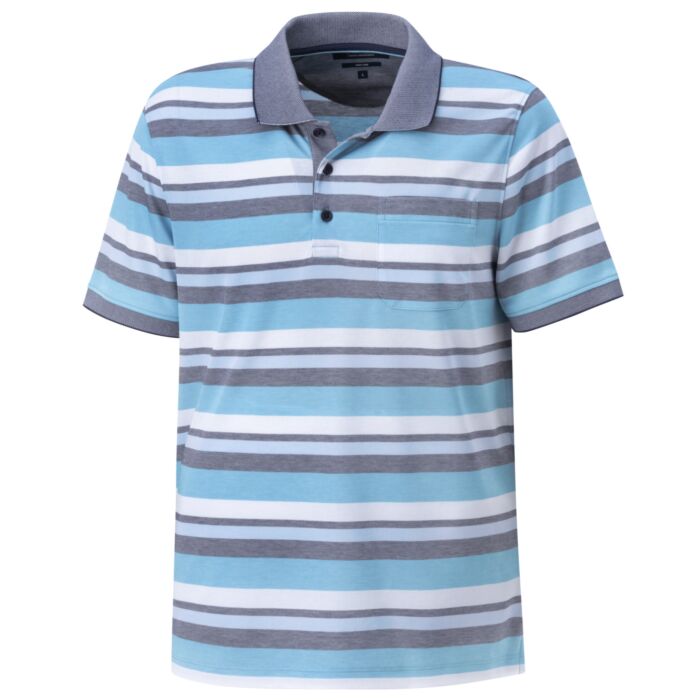 Kurzarm Herren Poloshirt gestreift, aqua blau von Artime