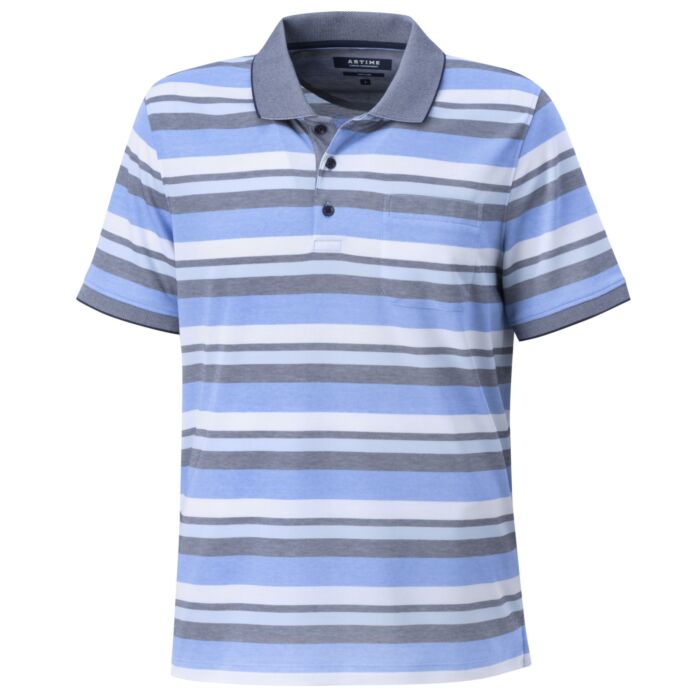 Kurzarm Herren Poloshirt gestreift, blau von Artime