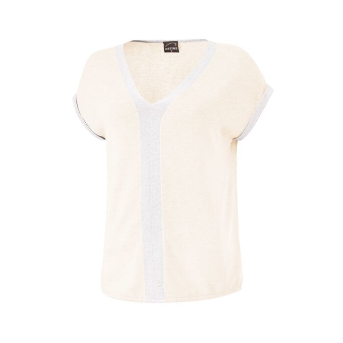 Kurzarm Strick-Shirt, offwhite, L von Artime