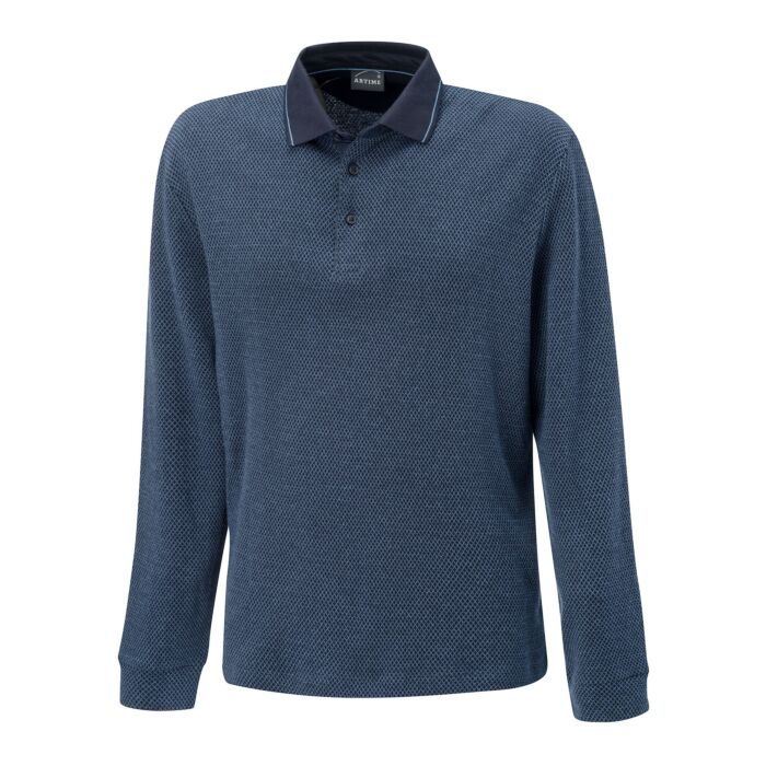 Langarm Poloshirt aus Baumwolle, blau von Artime